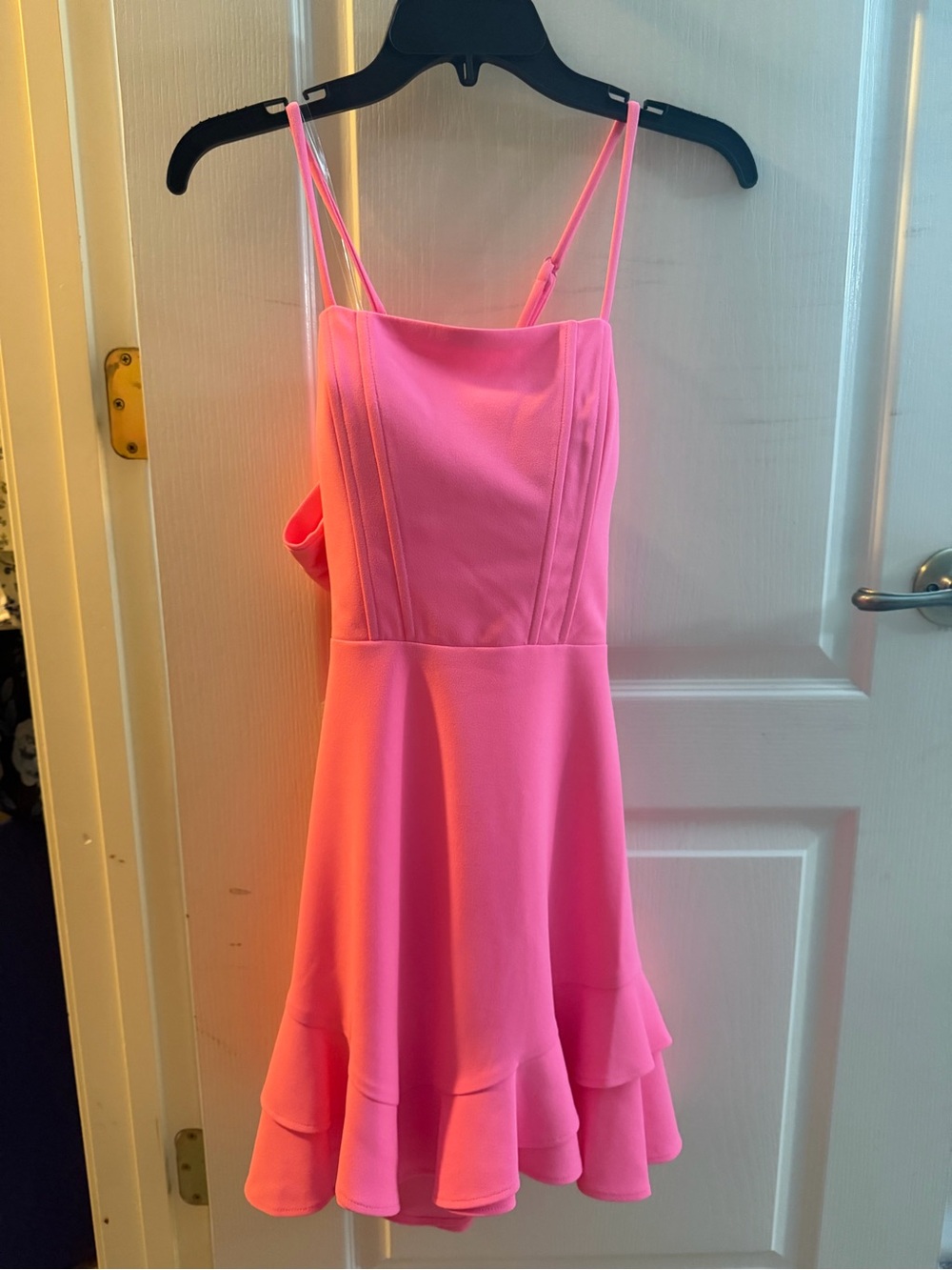 Women's Pink Spaghetti-Strap Fit & Flare Dress